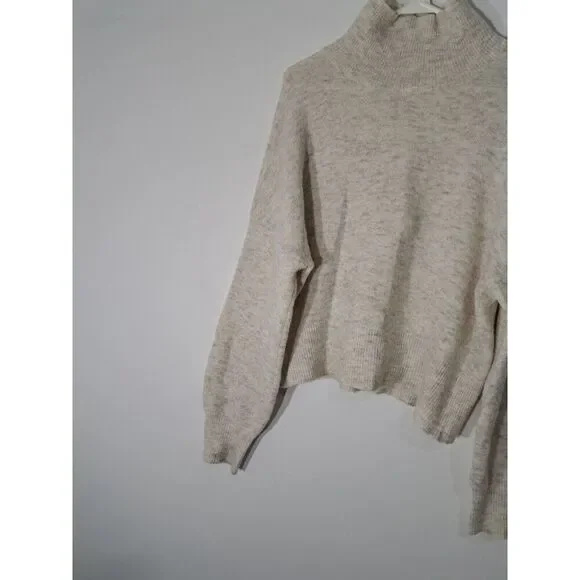 Womens medium sweater alpaca mockneck Samsoe Samsoe oatmeal slouchy boho beige - Picture 4 of 9